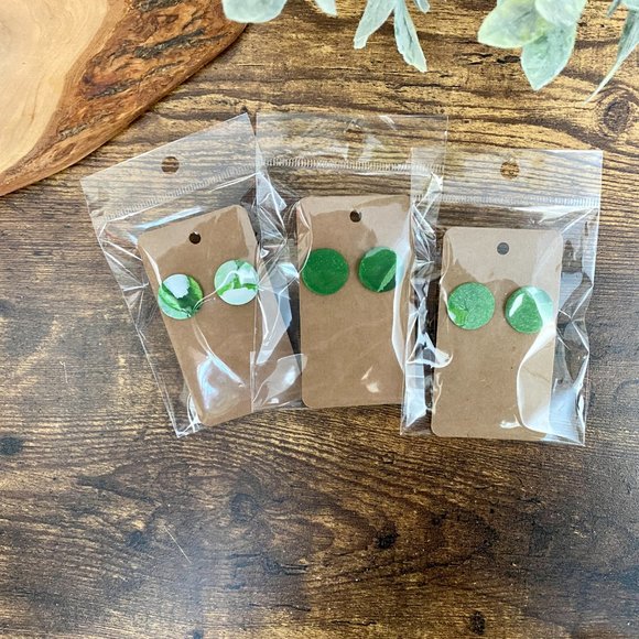 Hand Crafted Jewelry - Handmade Abstract Clay Earrings - Forest Greens